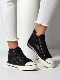 Trampki^Royalfashion Damskie ażurowe trampki Limme czarny