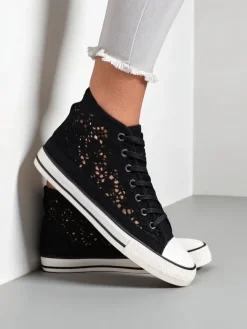 Trampki^Royalfashion Damskie ażurowe trampki Limme czarny
