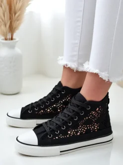 Trampki^Royalfashion Damskie ażurowe trampki Limme czarny