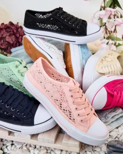 Trampki^Royalfashion Damskie ażurowe trampki Niz beżowy