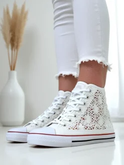 Trampki^Royalfashion Damskie ażurowe trampki Limme biały