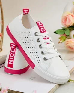 Trampki^Royalfashion Damskie ażurowe tenisówki Furatt biały