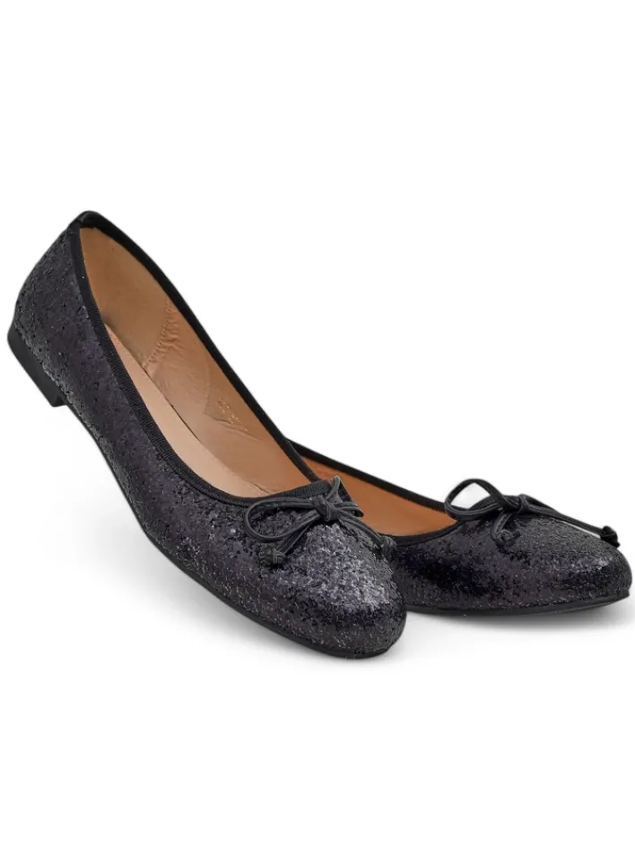 Buty Na Wielkie Wyjście|Baleriny Klasyczne^Royalfashion Damskie baleriny z brokatem i kokardką Aramie czarny
