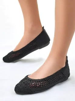 Baleriny Klasyczne^Royalfashion Damskie baleriny ażurowe Annete czarny