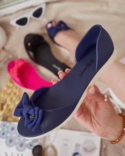 Baleriny Klasyczne^Royalfashion Damskie baleriny z kokardką Xollca Granatowy