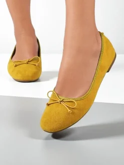 Baleriny Klasyczne^Royalfashion Damskie baleriny z kokardką Zaame żółty