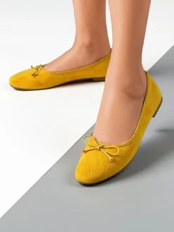 Baleriny Klasyczne^Royalfashion Damskie baleriny z kokardką Zaame żółty