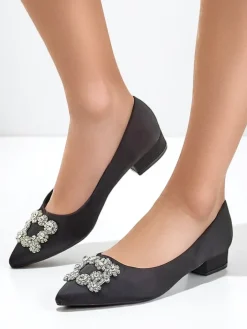 Buty Na Wielkie Wyjście|Baleriny Klasyczne^Royalfashion Damskie baleriny a'la satynowe z klamerką Legant czarny