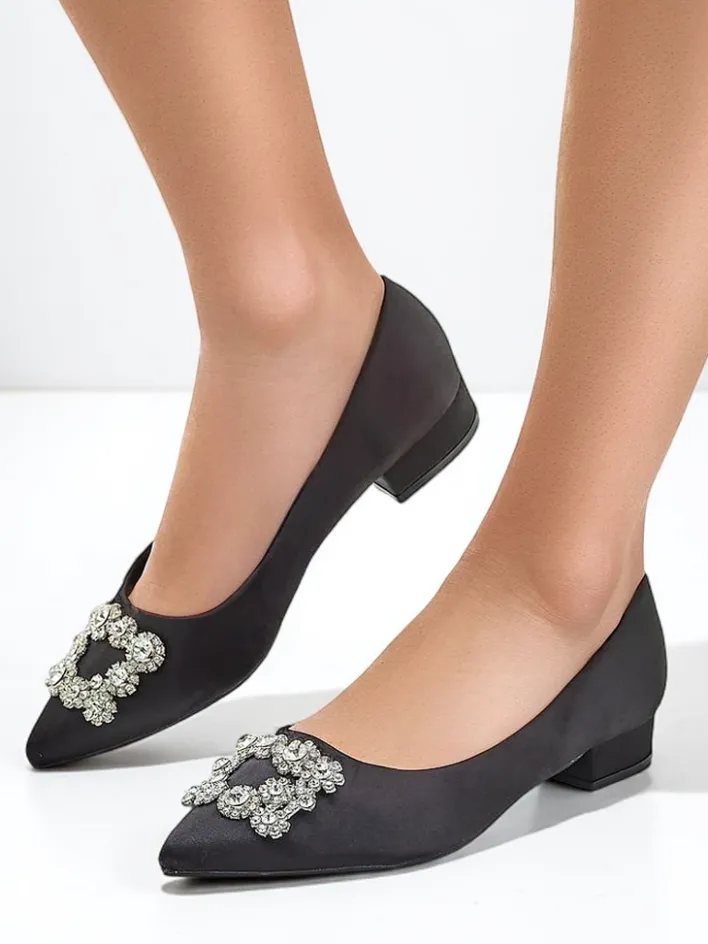 Buty Na Wielkie Wyjście|Baleriny Klasyczne^Royalfashion Damskie baleriny a'la satynowe z klamerką Legant czarny
