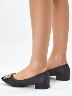 Buty Na Wielkie Wyjście|Baleriny Klasyczne^Royalfashion Damskie baleriny a'la satynowe z klamerką Legant czarny