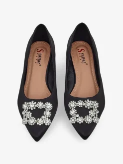 Buty Na Wielkie Wyjście|Baleriny Klasyczne^Royalfashion Damskie baleriny a'la satynowe z klamerką Legant czarny