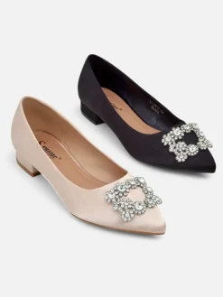 Buty Na Wielkie Wyjście|Baleriny Klasyczne^Royalfashion Damskie baleriny a'la satynowe z klamerką Legant czarny