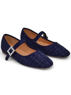 Buty Na Wielkie Wyjście|Baleriny Klasyczne^Royalfashion Damskie baleriny w krateczkę z klamerką i paseczkiem Riffos Błękit nieba