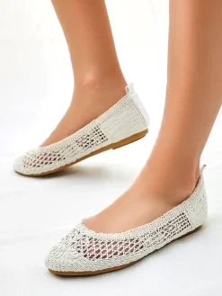 Baleriny Klasyczne^Royalfashion Damskie baleriny ażurowe Annete biały