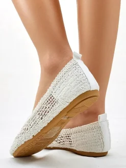 Baleriny Klasyczne^Royalfashion Damskie baleriny ażurowe Annete biały