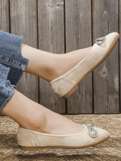 Buty Na Wielkie Wyjście|Baleriny Klasyczne^Royalfashion Damskie baleriny z kokardką Ofelna beżowy
