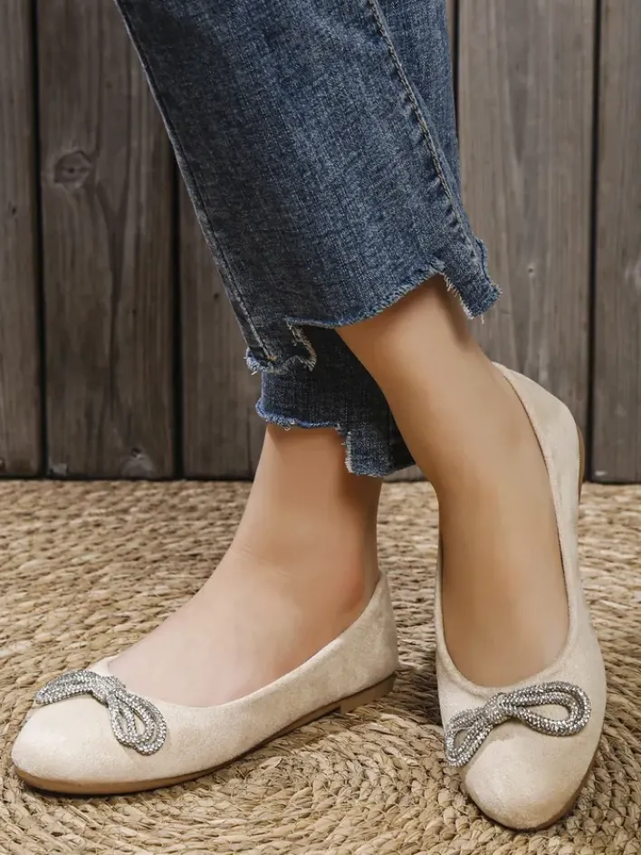 Buty Na Wielkie Wyjście|Baleriny Klasyczne^Royalfashion Damskie baleriny z kokardką Ofelna beżowy