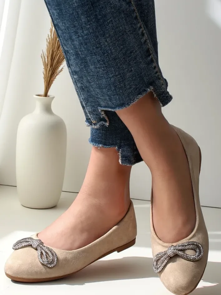 Buty Na Wielkie Wyjście|Baleriny Klasyczne^Royalfashion Damskie baleriny z kokardką Ofelna beżowy