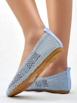 Baleriny Klasyczne^Royalfashion Damskie baleriny ażurowe Annete Jasnoniebieski