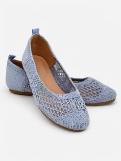 Baleriny Klasyczne^Royalfashion Damskie baleriny ażurowe Annete Jasnoniebieski