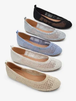 Baleriny Klasyczne^Royalfashion Damskie baleriny ażurowe Annete Jasnoniebieski