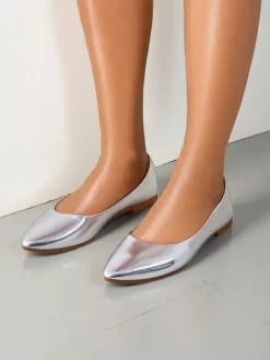 Buty Na Wielkie Wyjście|Baleriny Klasyczne^Royalfashion Damskie baleriny lakierowane Aramiese srebrny
