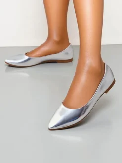 Buty Na Wielkie Wyjście|Baleriny Klasyczne^Royalfashion Damskie baleriny lakierowane Aramiese srebrny