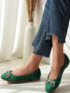Buty Na Wielkie Wyjście|Baleriny Klasyczne^Royalfashion Damskie baleriny z kokardką Ofelna zielony