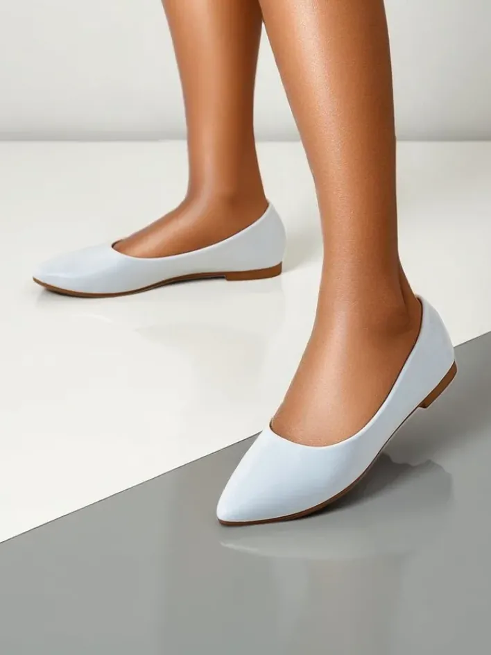 Buty Na Wielkie Wyjście|Baleriny Klasyczne^Royalfashion Damskie baleriny lakierowane Aramiese biały