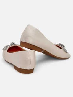 Buty Na Wielkie Wyjście|Baleriny Klasyczne^Royalfashion Damskie baleriny z kokardką i połyskiem Ofenal beżowy
