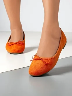 Baleriny Klasyczne^Royalfashion Damskie baleriny z kokardką Zaame pomarańczowy