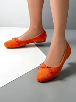 Baleriny Klasyczne^Royalfashion Damskie baleriny z kokardką Zaame pomarańczowy