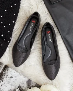 Baleriny Klasyczne^Royalfashion Damskie baleriny z brokatem Samelvi czarny