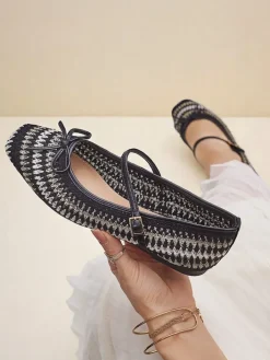 Baleriny Klasyczne^Royalfashion Damskie baleriny plecione z paseczkiem Vanot