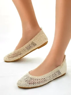 Baleriny Klasyczne^Royalfashion Damskie baleriny ażurowe Annete beżowy
