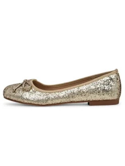 Buty Na Wielkie Wyjście|Baleriny Klasyczne^Royalfashion Damskie baleriny z brokatem i kokardką Aramie złoty