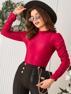 Body^Royalfashion Damskie body Bordowy