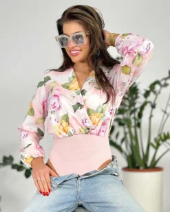 Body^Royalfashion Damskie body z printem różowy