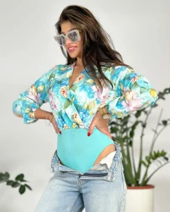 Body^Royalfashion Damskie body z printem mięta