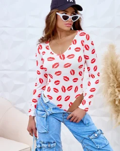 Body^Royalfashion Damskie body z printem biały