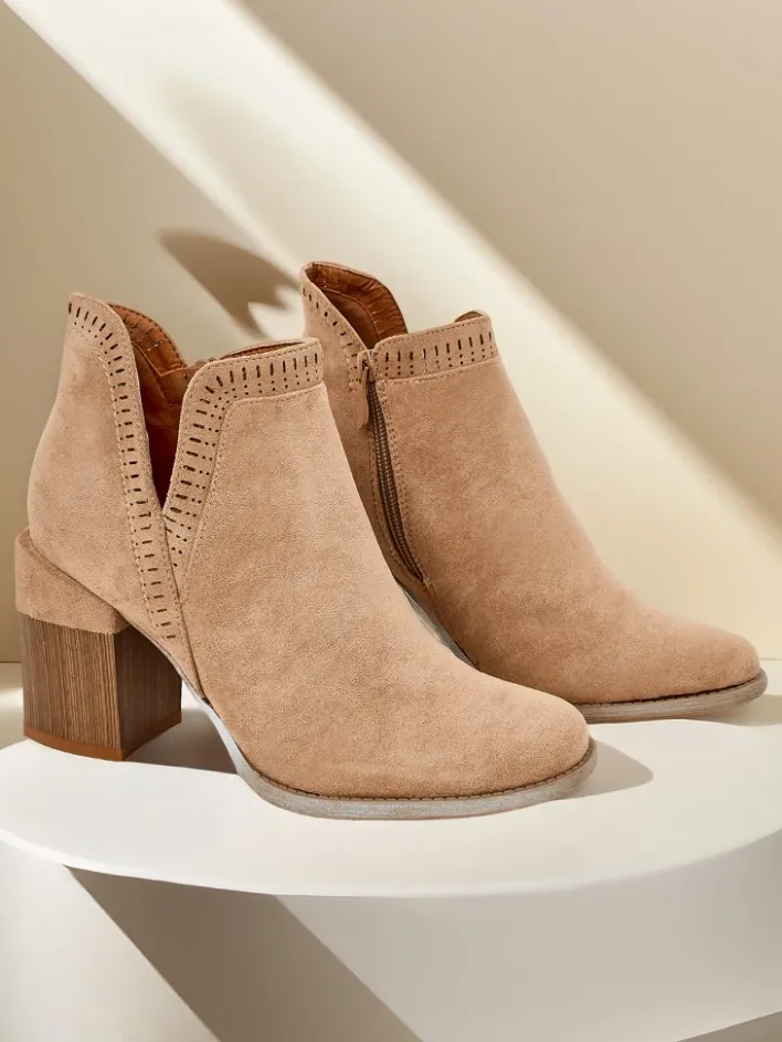 Botki Bez Ocieplenia|Botki Na Słupku^Royalfashion Damskie botki na słupku Vettot jasny brązowy