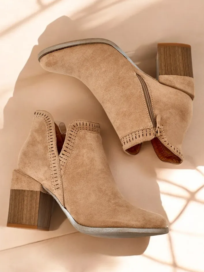 Botki Bez Ocieplenia|Botki Na Słupku^Royalfashion Damskie botki na słupku Vettot jasny brązowy