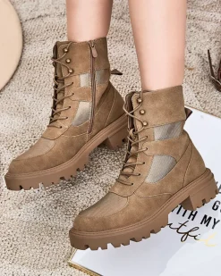 Workery|Botki Bez Ocieplenia^Royalfashion Damskie botki sznurowane Hovienta brązowy