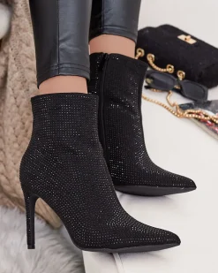 Botki Bez Ocieplenia|Botki Na Szpilce^Royalfashion Damskie botki z cyrkoniami na szpilce Lekirisa