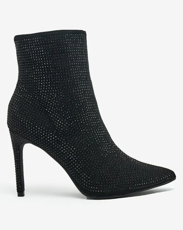 Botki Bez Ocieplenia|Botki Na Szpilce^Royalfashion Damskie botki z cyrkoniami na szpilce Lekirisa