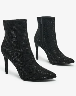 Botki Bez Ocieplenia|Botki Na Szpilce^Royalfashion Damskie botki z cyrkoniami na szpilce Lekirisa
