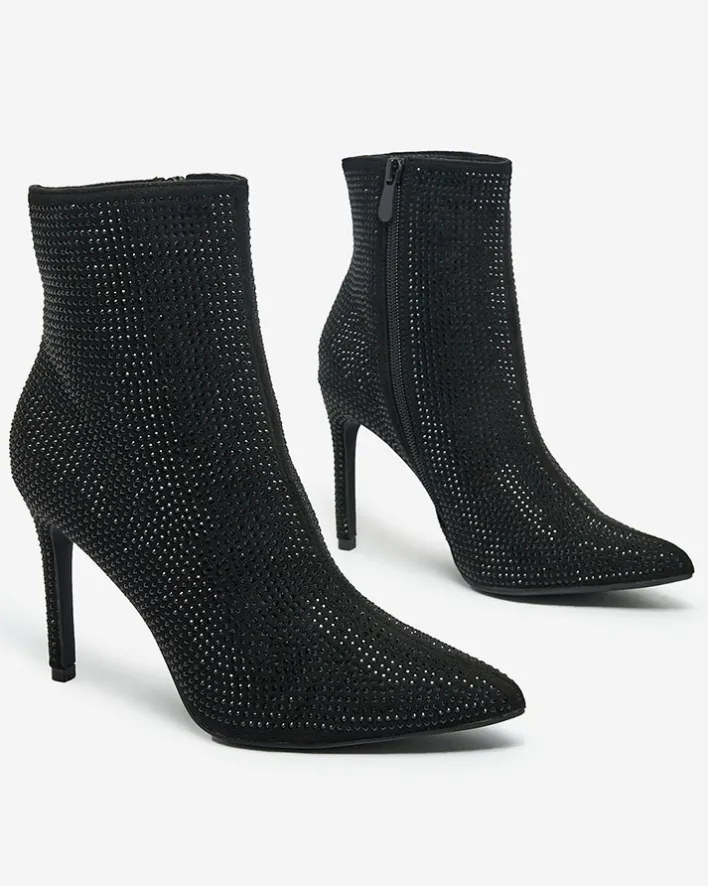 Botki Bez Ocieplenia|Botki Na Szpilce^Royalfashion Damskie botki z cyrkoniami na szpilce Lekirisa