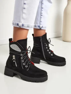 Workery|Botki Z Delikatnym Ociepleniem^Royalfashion Damskie botki workery Volio czarny