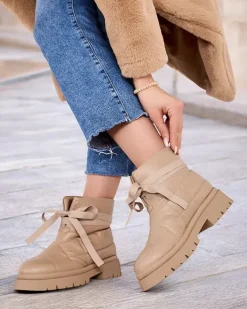 Botki Bez Ocieplenia|Botki Na Słupku^Royalfashion Damskie botki Losita brązowy