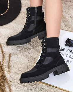 Workery|Botki Bez Ocieplenia^Royalfashion Damskie botki sznurowane Hovienta czarny